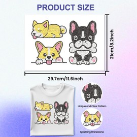 ANATTASOUL Iron On Rhinestone Transfer Sticker Corgi and French Bulldog Iron-On Transfers for Textiles Glitter Rhinestone for Clothes Hat Carry Bag DIY Crafts Gifts