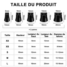 VEGCOO 10 Pairs | 5 Sizes for Women High Heels Protection Women Shoes Stopper Covers Wedding Outdoor Activities Easy Walking (Black, 5 Sizes)