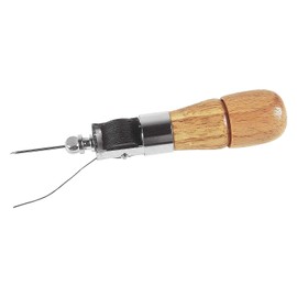 UPP Sewing Awl Complete Set Including Needle, Hole Punch, Wrench and 1x Black Thread Spool, Hand Sewing Leather, Bags, Leather Craft, Hand Sewing Machine, Awl Hand Stitcher, Wood/Metal, 16 x 3.5 cm
