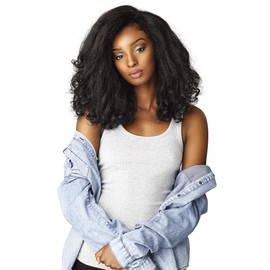 Sensationnel Curls Kinksandco Half Wig - Rain Maker Instant Weave Drawstring Cap for Natural 3C to 4C Hair Textures (1 JETBLACK)