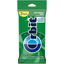ORBIT Spearmint Sugar Free Chewing Gum Travel Essentials, 3 Ct Pack
