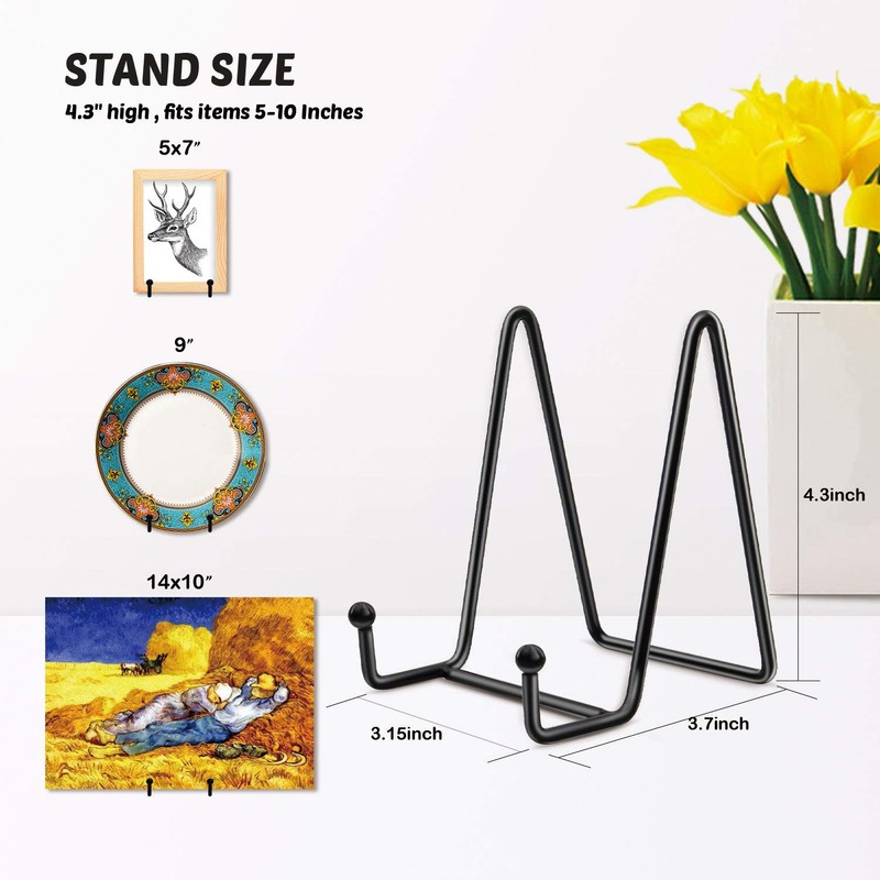 Mocoosy 4 Inch Plate Stands for Display - Black Iron