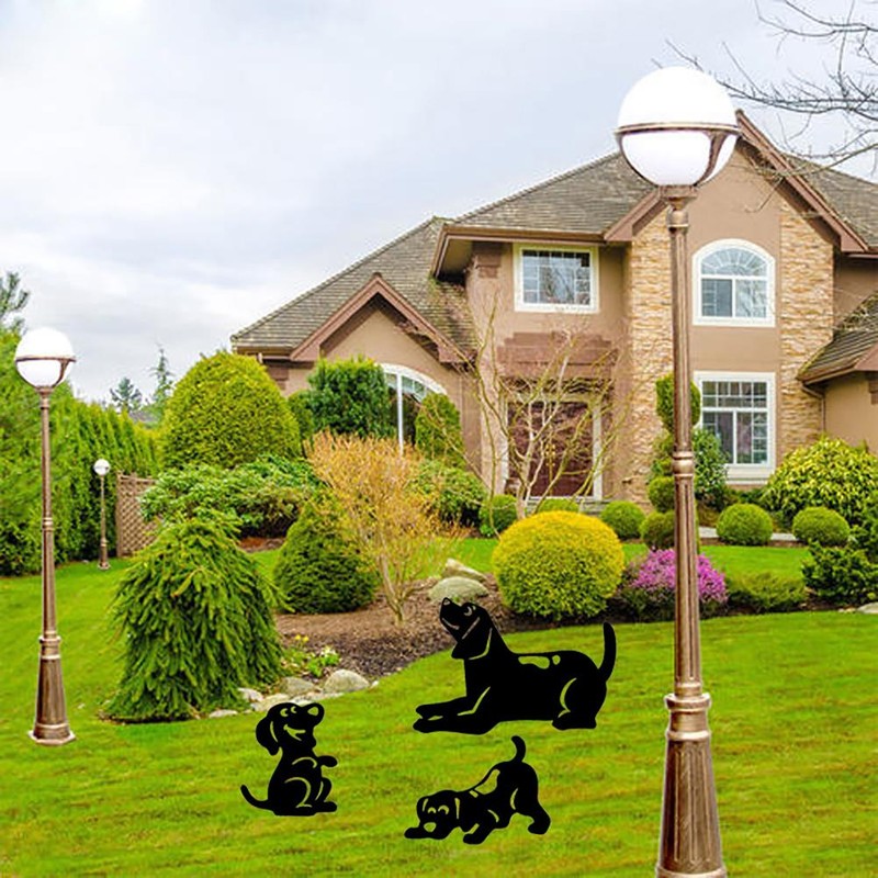3PCS/Set Animal Silhouette Stake Dog Garden Decoration Dog Silhouette for