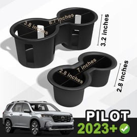 Muslogy Center Console Cup Holder Inserts Compatible with Honda Pilot 2023 2024 2025 Accessories Middle Console Front and Rear Drink Stopper Non-Slip TPE Rubber Organizer Drink Cup Holder 2PCS Set