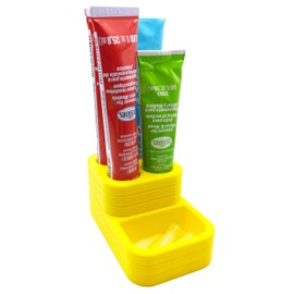 Jeff Did It! Cement Glue Putty Tube Holder w/Tip Holder - Holds 4 Tubes - Compatible with Testors Cement Putty Glue - Anti-Slip Rubber Feet - 3D Printed - Holder Only (Yellow)