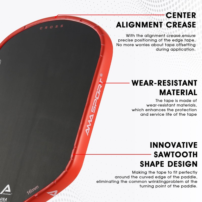 PICKLETECH Pickleball Paddle Edge Protection Tape with Logo- Paddle Head