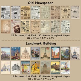 240 Sheets of Scrapbook Paper 4.7" x 6.7", Vintage Scrapbooking Supplies Craft Collage Paper Kits for Junk Journal Decoupage Aesthetic Decor Wall Art