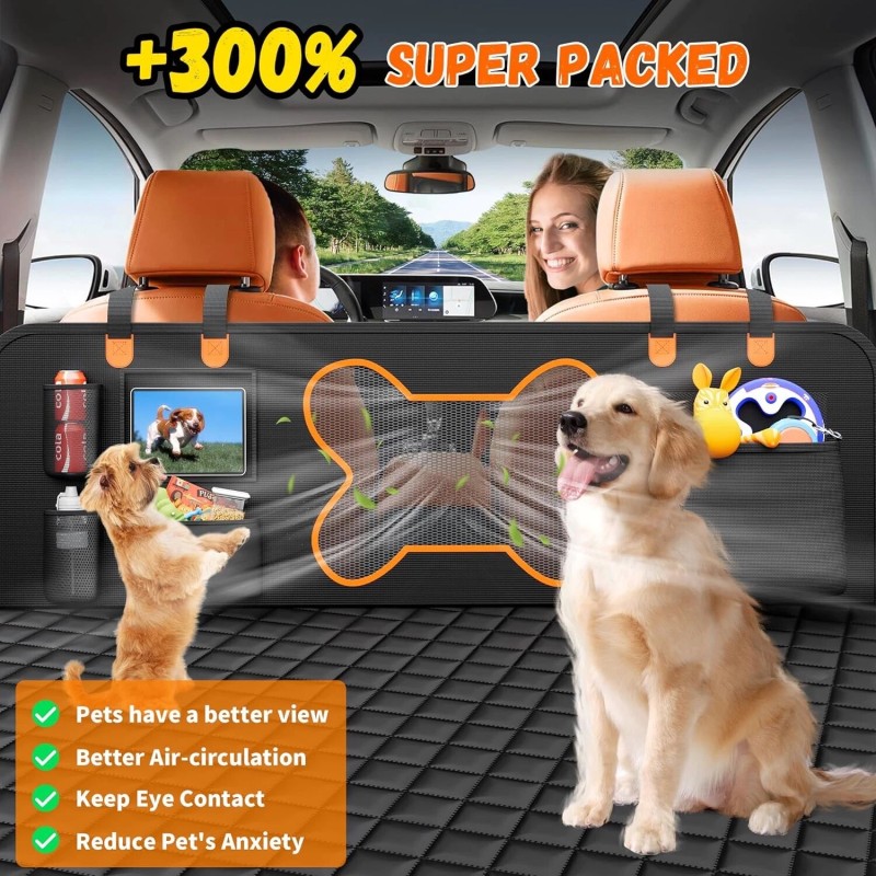Dog Seat Cover for Car Back Seat Zipper Mesh Window