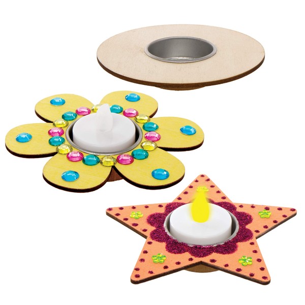 Baker Ross AX674 Wooden Tealight Holders - Pack of 4,