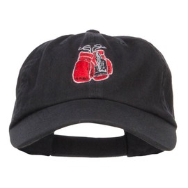 e4Hats.com Boxing Gloves Embroidered Low Profile Cap - Black OSFM