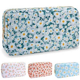 izuzta - Bolsa de maquillaje floral grande y pequeña de nailon para viaje, Margarita verde, Pequeño, Casual