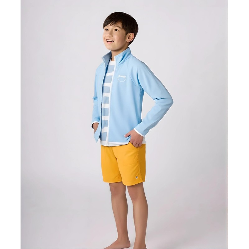 Rusty 964463 Kids Rash Guard, Stand Collar, Smile, Back Print,