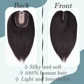 RICH BRIA Real Human Hair Toppers for Women with Thinning Hair Toppers Hair Pieces for Ladies for Hair Loss Grey Hair (14" Natural Black)