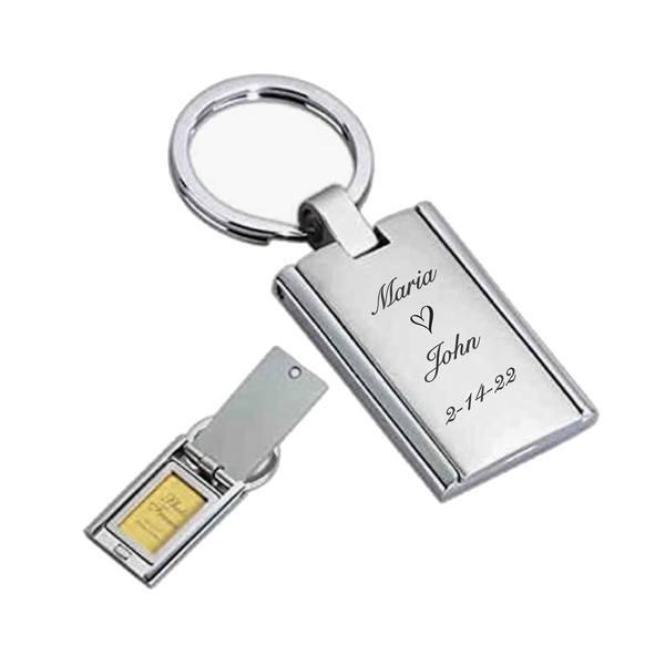 Personalized Rectangular Picture Frame Photo Locket Keychain Custom Engraved Free