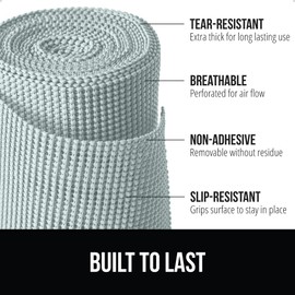 GORILLA GRIP powerGRIP Drawer Shelf and Cabinet Liner, Thick Strong Hold, Non-Adhesive Liners Protect Kitchen Cabinets and Cupboard, Bathroom Drawers, Easy Install, Breathable Mat, 12" x30', Spa Blue