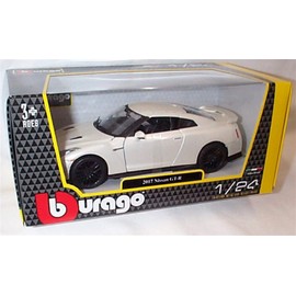 Burago NI'SS'AN GT-R 2017 White car 1:24 scale diecast model