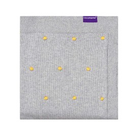 Clevamama Knitted Pom Pom Baby Blanket, Soft Organic Cotton Newborn Blankets - 80x100cm, Grey, 3493