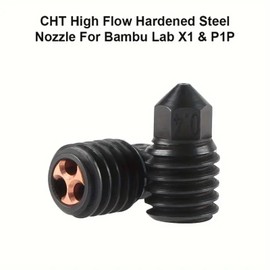 Bambu Lab 0.2mm Nozzle CHT Hardened Steel High Flow Nozzle for Bambu Lab X1/X1C/P1P/ P1S 3D Printers 2 Pieces