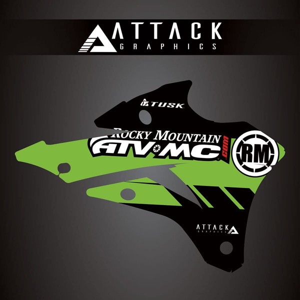 Attack Graphics Renegade Radiator Shroud Decal Green for Kawasaki KX85