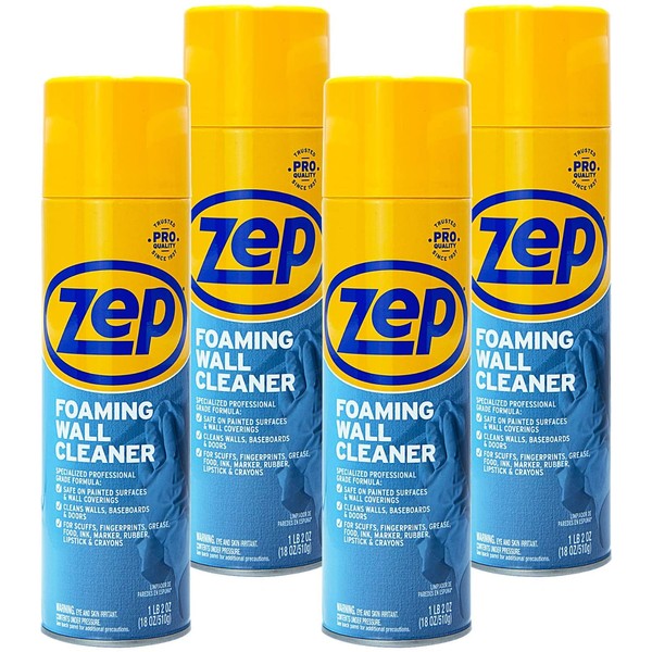 Zep Foaming Wall Cleaner 18 ounce ZUFWC18 (case of 4) Cleans Walls Without damaging Paint Surfaces