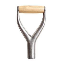 POHOVE Shove l D Grip Handle 3.1cm/1.22inch Inside Diameter Metal Shove l Replacement Handle with Wooden Grip Spade Handle for Garden Digging Raking Tool 9.05x4.7inch