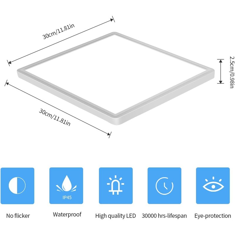 DELIPOP 2 Pack Flush Mount Ceiling Light, 12 Inch 24W