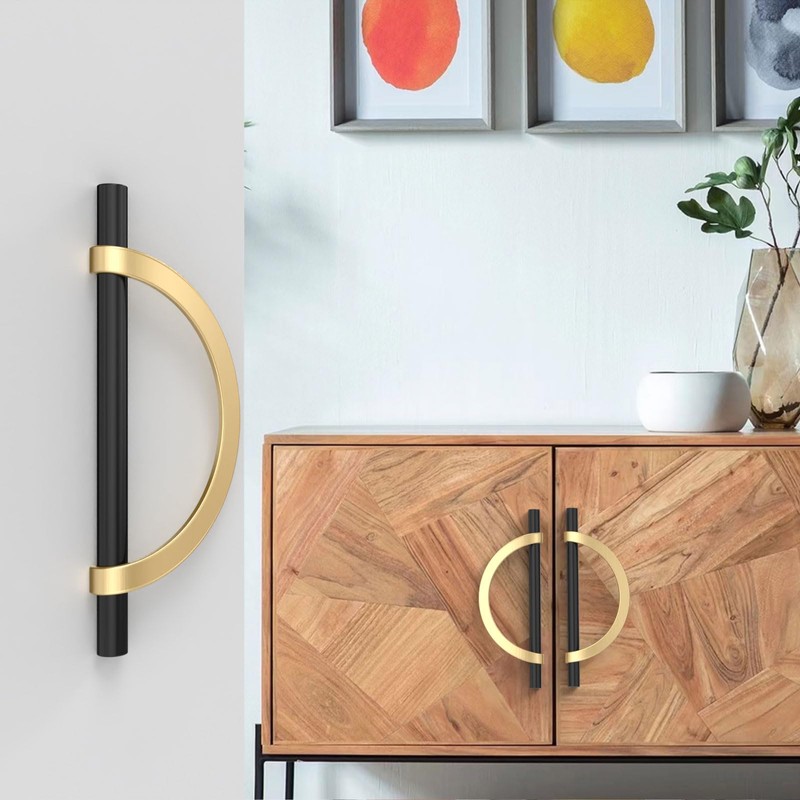 Coinkoly 10 Pack Black Brushed Gold Cabinet Pulls 5 Inch(128MM)