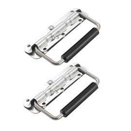 Pack of 2 Folding Handles, Suitcase Handle, Box Handle, 140 mm Spring-Loaded Box Handle, Folding Handles, Stainless Steel, Hardware Boxes, Spring-Loaded Box Handle, with Insulated Rubber Handle Cover
