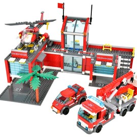 General Jim's Toys Fire Station Multi Emergency Vehicle Building Blocks Toy Bricks Set
