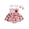 Baby Girl Summer Romper Dress Sleeveless Letter Strawberry Embroidery Tulle