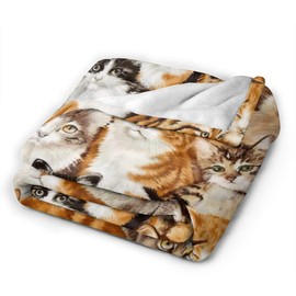 BLUBLU Cute Cat Flannel Fleece Bed Blanket Throw Blanket Lightweight Cozy Plush Blanket for Bedroom Living Rooms Sofa Couch 50"x40"