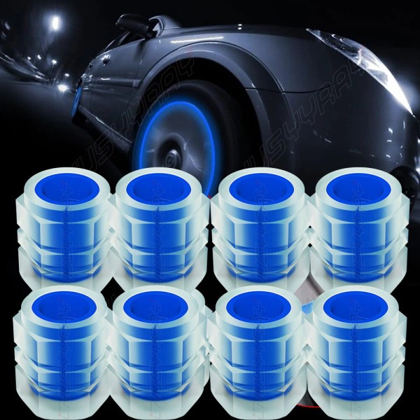 CHUSYYRAY 8PCS Fluorescent Car Tire Valve Caps Luminous Tire Valve