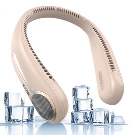 Kinhowly Portable Neck Fan,Personal Hands Free Bladeless Fan,360° Cooling Fan,LED Display,4-Speeds,6000mAh Rechargeable Quick,Long Use Time,Wearable Fan,Birthday Gifts for Men Women Dad Mom (Brown)