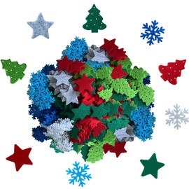 Pack of 180 Felt Stars Christmas Tree Christmas Snowflakes Scatter Decoration Stars Table Decoration Felt Stars Weeihnachtsdeko Red Green Grey Felt Christmas Tree Snowflakes for Christmas DIY Crafts