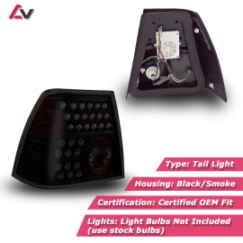 advan_version For 1999-2003 Volkswagen Jetta LED Tail Lights Black Housing Smoke Lens Lamps