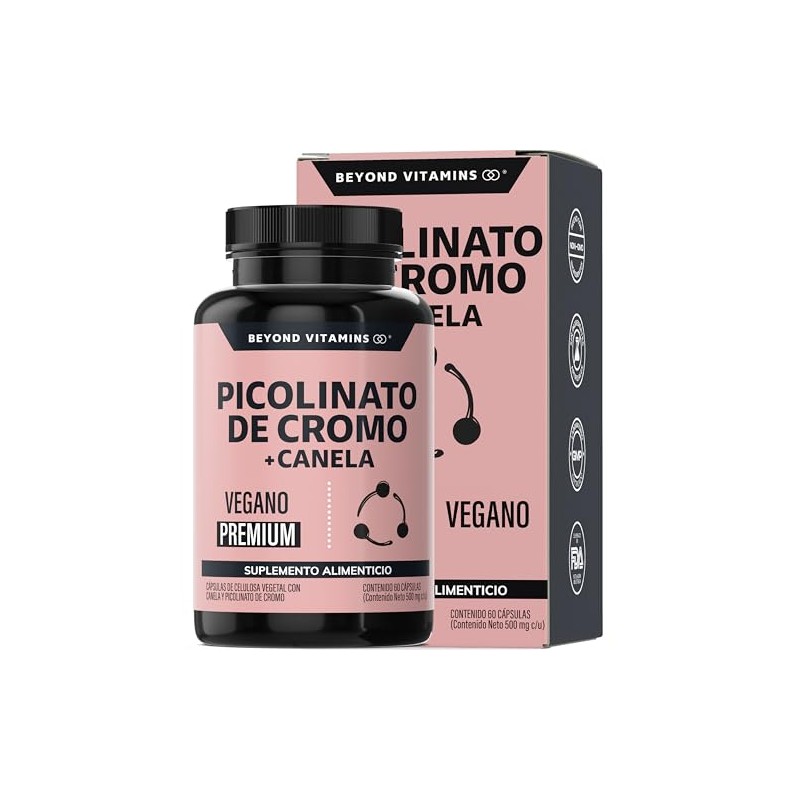 Beyond Vitamins | Picolinato de Cromo con Canela, Cápsulas VCaps,