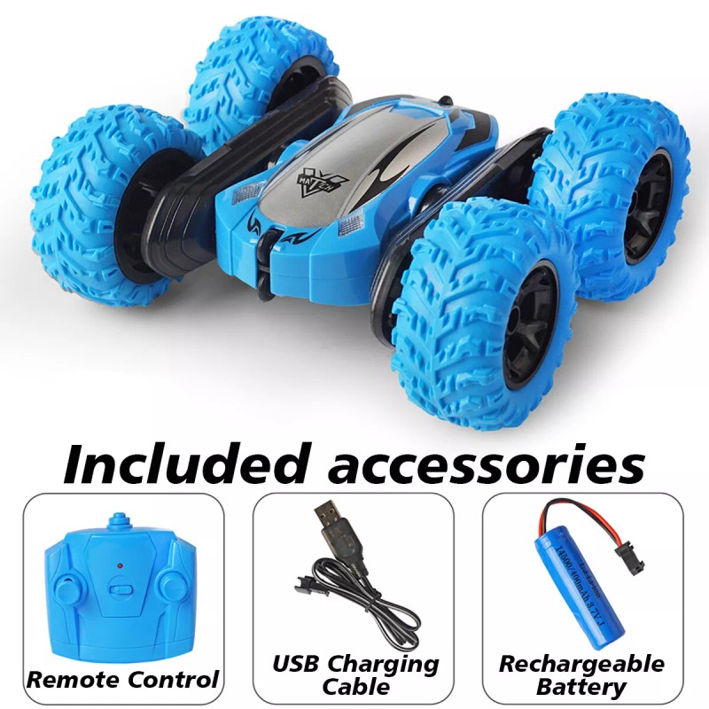 Electronix Express Remote Controlled Double-Sided Stunt Car with Rechargeable Battery