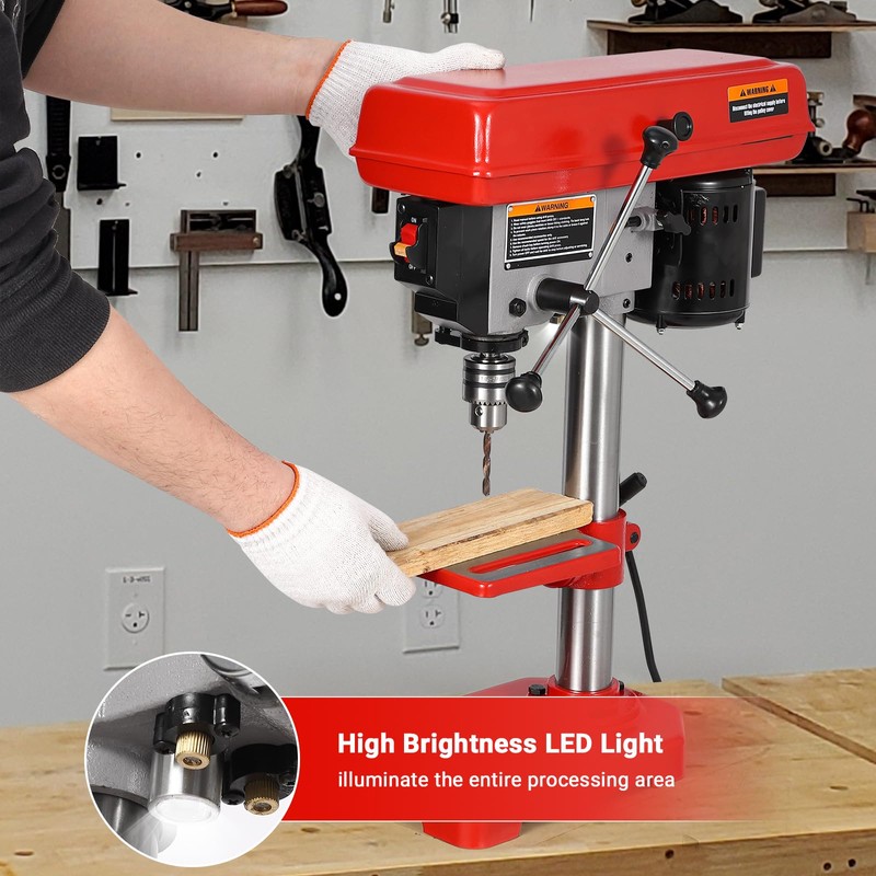 8" Benchtop Drill Press, Laser Ray (Class II Max. 1mW),