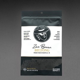 Zac Brown Biltong (8oz): Naturally Dried Steak Strips, 100% Beef, High in Protein