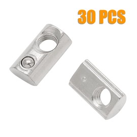 Qjaiune 30Pcs M8 Spring T Nut 4040 Aluminum Extrusion T Nuts, Roll-in T Spring Nuts, M8 Half Round T Nut Tee Slot Nuts for 3D Printer, CNC Router, 4040 Series Aluminum Extrusion Profile with Slot 8mm