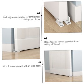 TEHAUX 2 Sets Barn Door Stoppers with Floor Guides Prevent Swinging Out Hardware for Smooth Operation Durable Pom Material for Pre Grooved and Non Grooved Doors