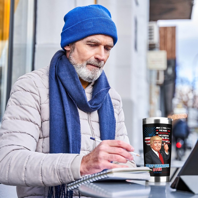 Hawkrown Trump Grandpa Gift - Funny 20 oz Trump Tumbler,