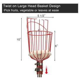Unbranded Fruit Picker Pole Tool with Basket Long Handle, 35-65 Inch Adjustable Apple
