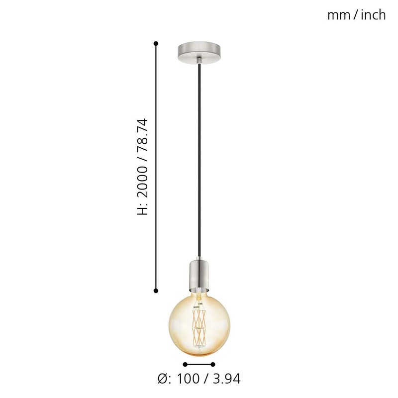 Eglo York Pendant Light Steel 60 W Matt Nickel