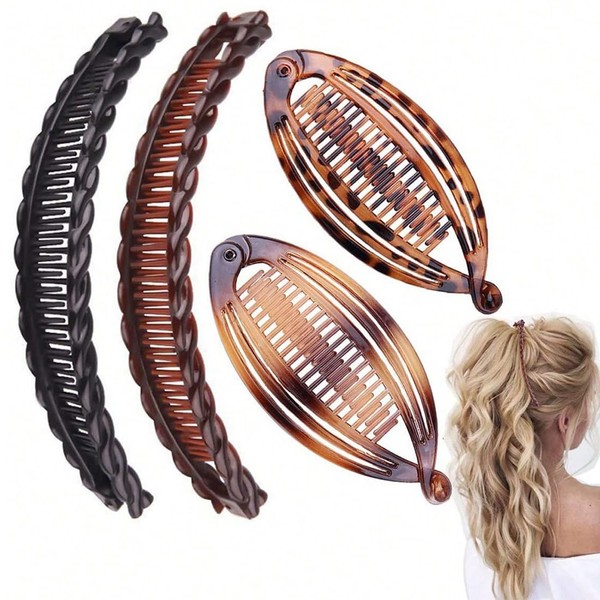 4 pcs Bananenspange Haarklammern Fischschwanz Haarspange Banana Clip Klein Französische