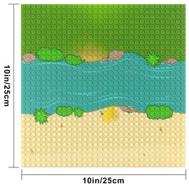 Feleph Classic Baseplate Large Grassland River Curved Road Base Plate 10 x 10 Inches /32 x 32 Studs for Building Bricks Blocks Compatible with Major Brands