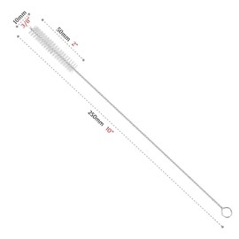 GFDesign Drinking Straw Cleaning Brushes Set 10" Extra Long 10mm Extra Wide Pipe Tube Cleaner Nylon Bristles Stainless Steel Handle - 10" x 3/8" (10mm) - Set of 8