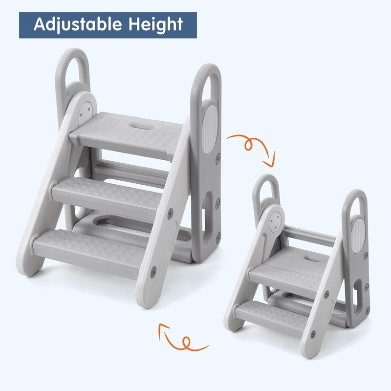 GAOMON Foldable Step Stool for Kids, Toddler Adjustable 3 Step