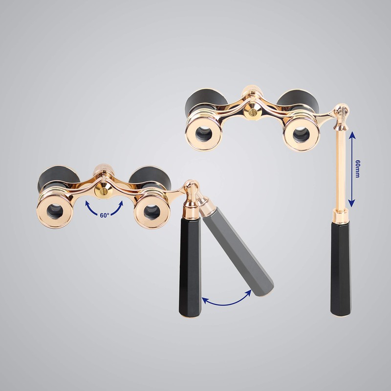 Aomekie Theatre Opera Glasses with Handle 3X25 Compact Folding Binoculars