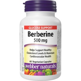 Webber Naturals Berberine 500 mg, 60 Capsules, Supports Healthy Glucose Metabolism and Cardiovascular Health, Vegan